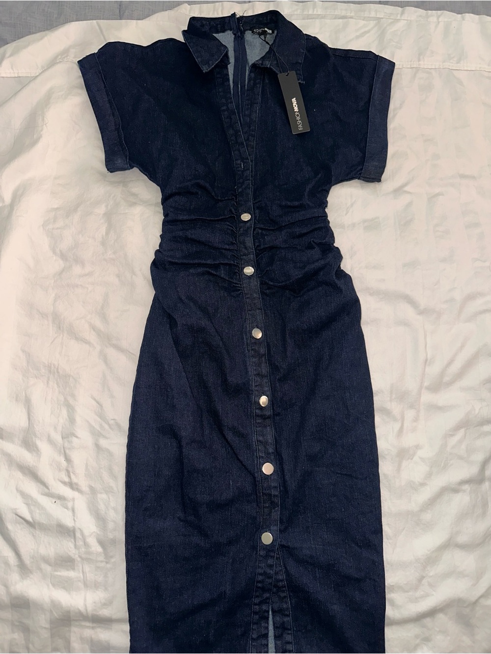Fashion Nova | Dresses | Fashion Nova Dark Blue Denim Midi Buttonfront Dress